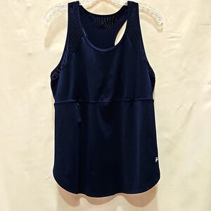 Fila, Sport, Racerback, Tank top, Stretch, Durable, Breathable, Sz LG, Navy Blue